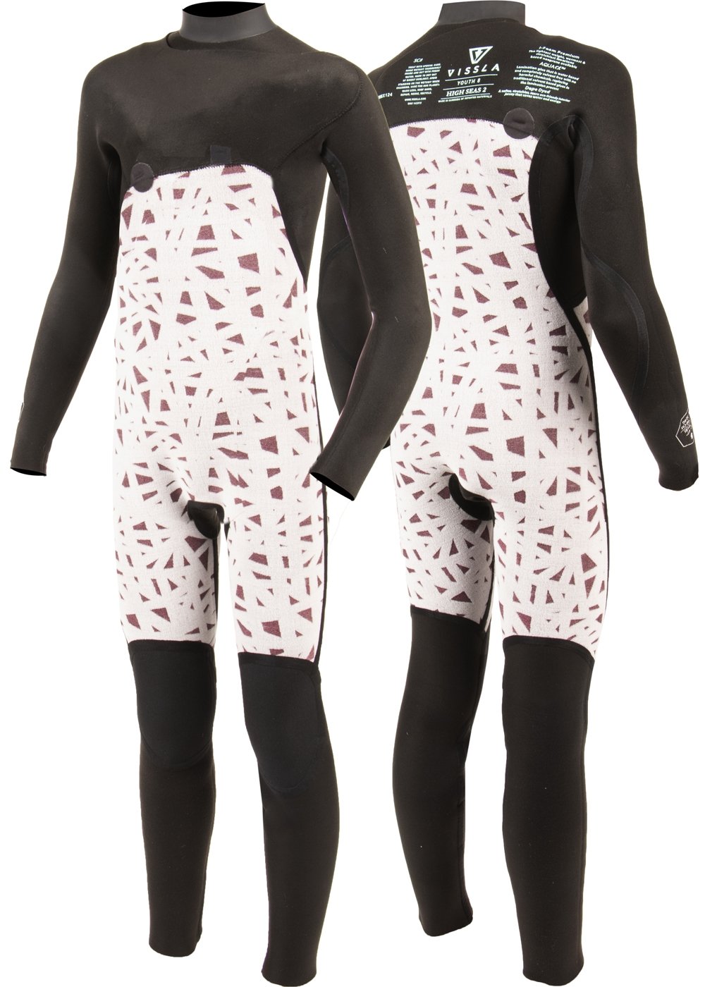 High Seas Boys Fire 4-3 Full Chest Zip Wetsuit image 4